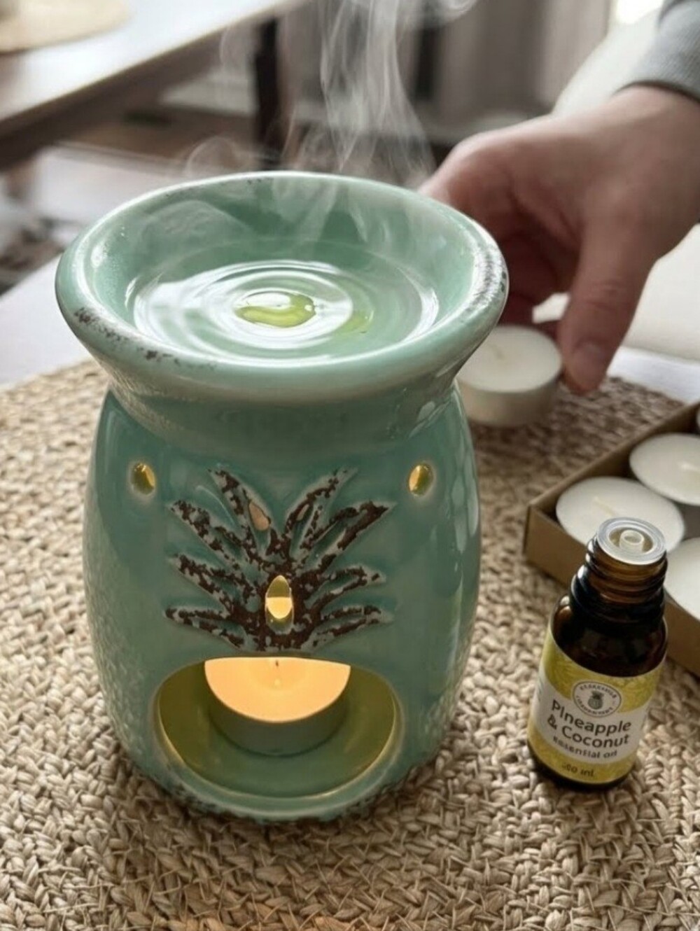 Vintage Green Mint Pineapple Ceramic Aromatherapy Diffuser Burner